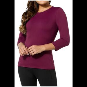 Joy Collection Women's Luxe Performance Crew Neck Top Red Wine - Regular